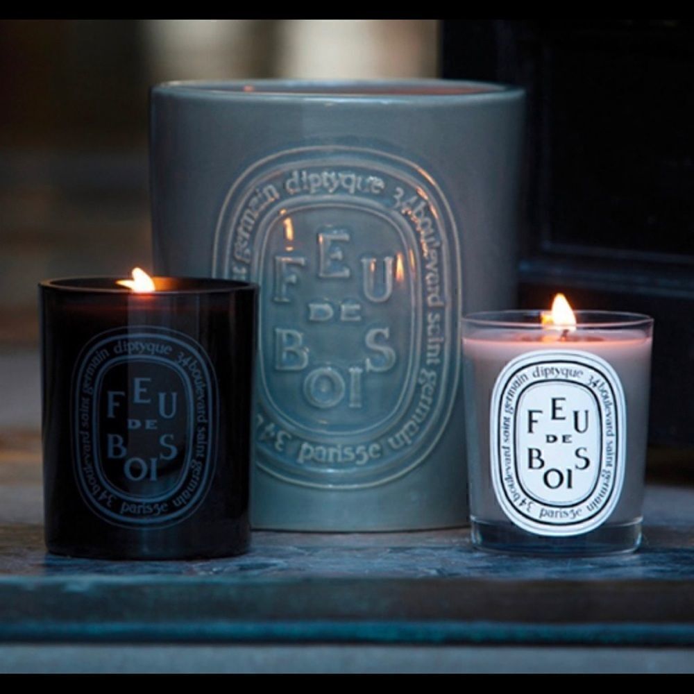 ♥️ Diptyque Feu de Bois / Wood Fire Candle smoked glass candle CONTAINER… - Picture 5 of 15
